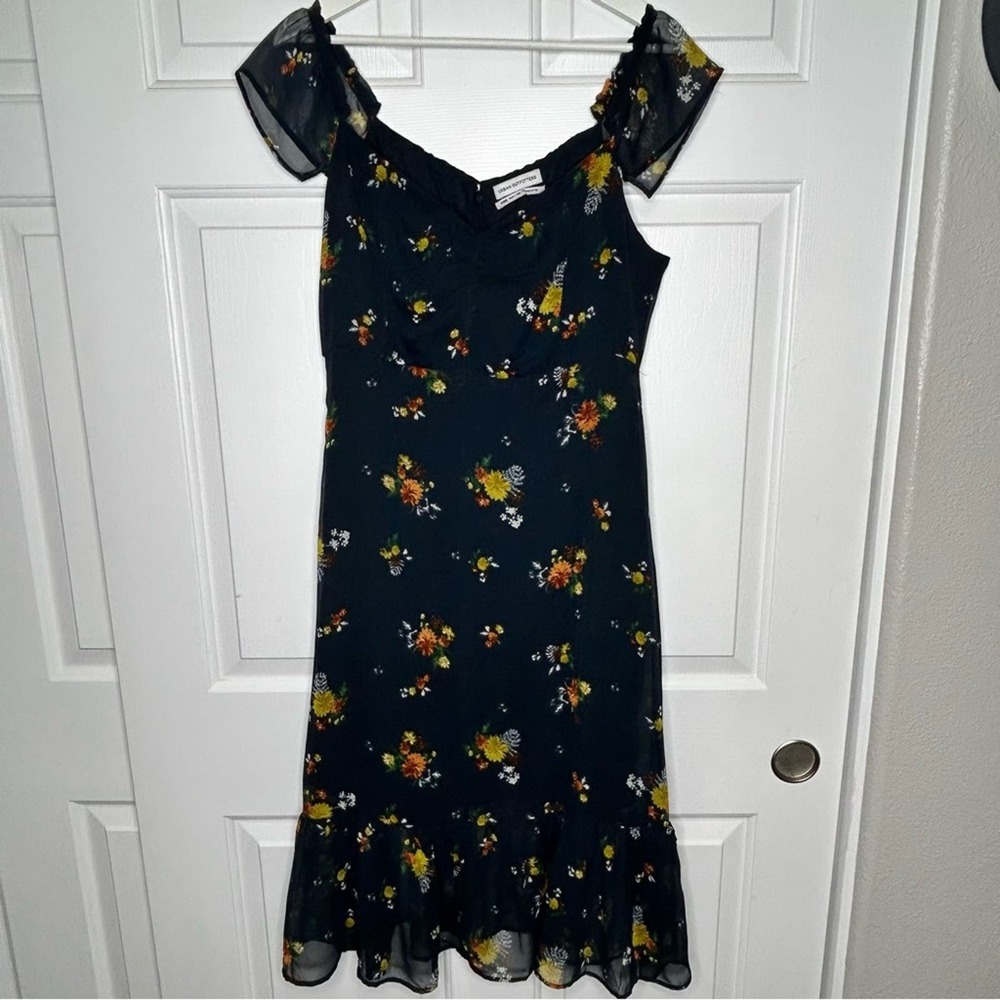 Urban Outfitters Black Floral Midi Dress